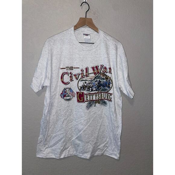 Vintage Civil War Shirt Gettysburg America Graphic Soldier 90s Tee VTG L Large - Picture 1 of 13